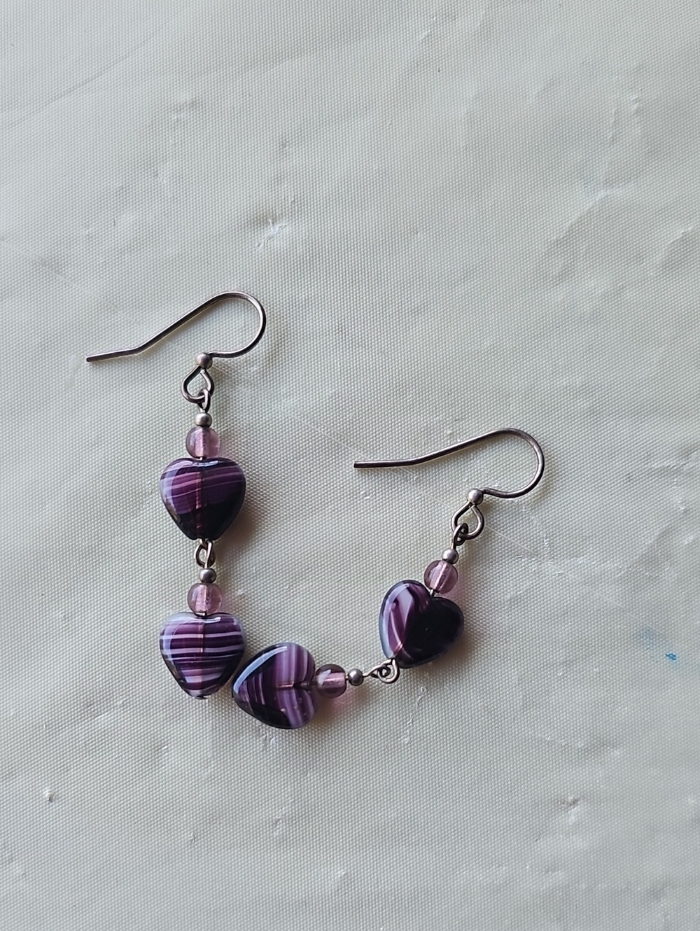 Purple Heart Bead Drop Earrings - Women Jewelry